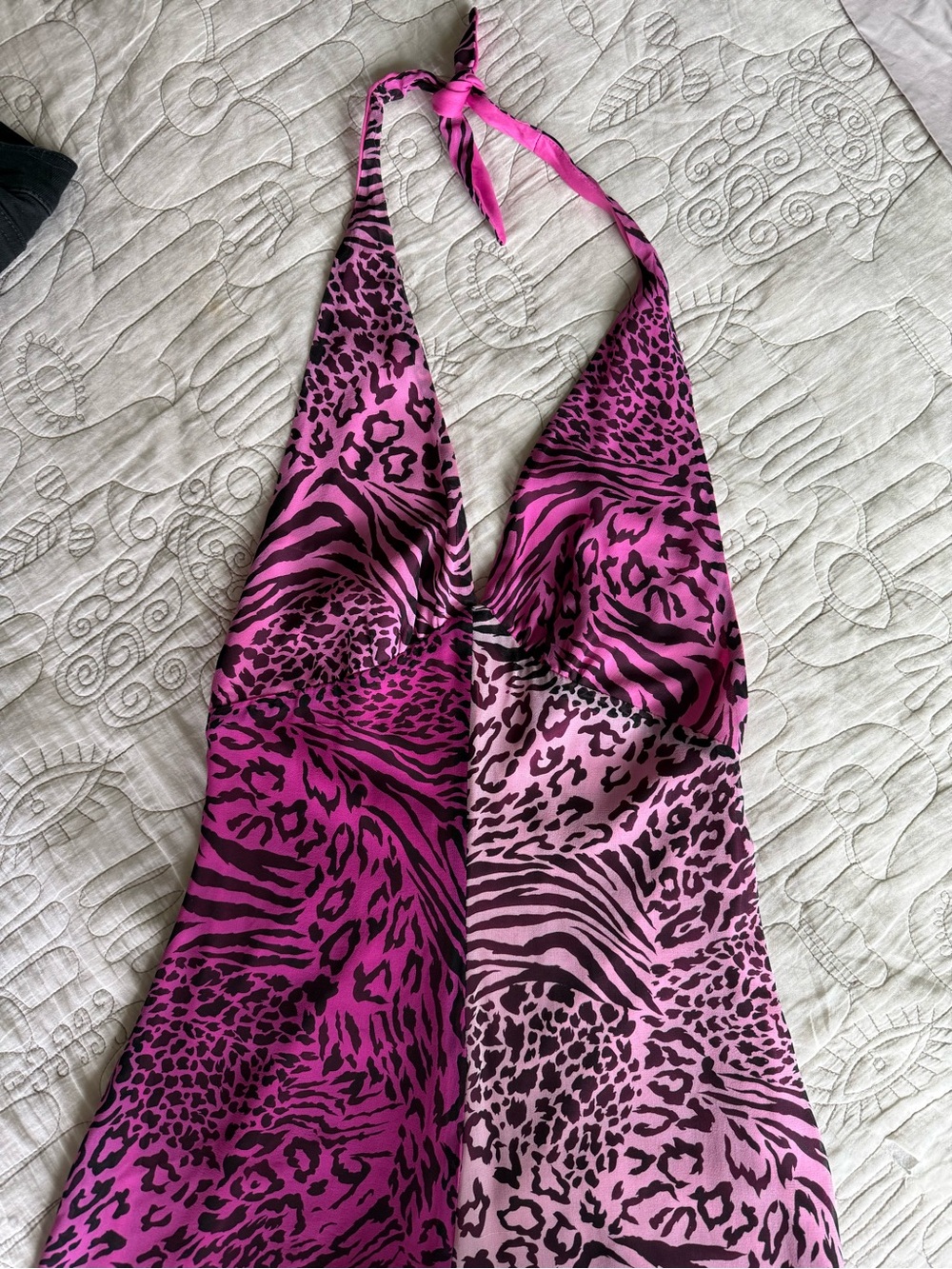 Betsey Johnson Pink/Magenta Animal Print Halter Romper